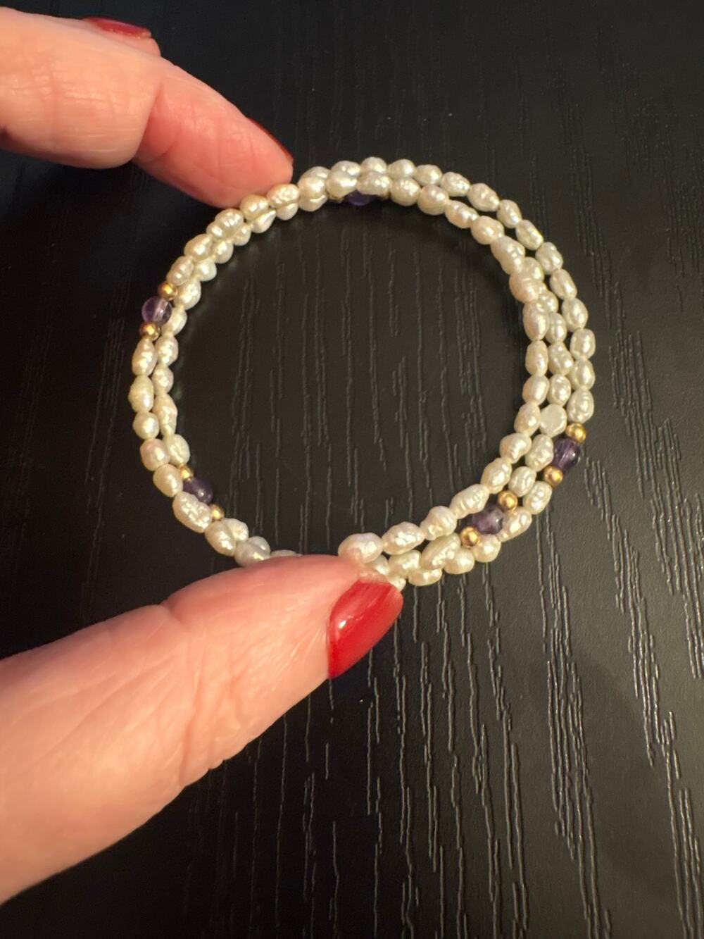 Artisan Freshwater Pearl Memory Wire Bracelet 7.25”